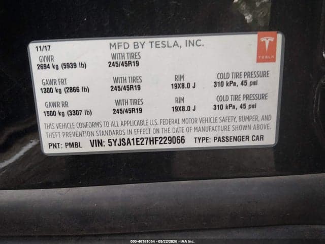 2017 TESLA MODEL S 100D/60D/75D/90D/P100D 9