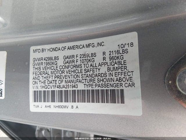 2018 HONDA ACCORD EX 9