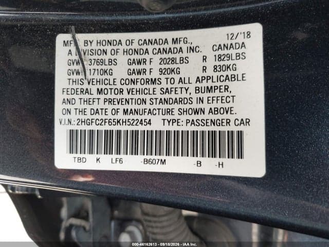 2019 HONDA CIVIC LX 9