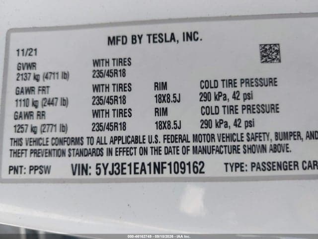 2022 TESLA MODEL 3 REAR-WHEEL DRIVE 9