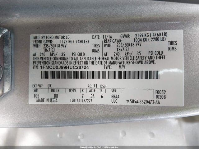 2017 FORD ESCAPE TITANIUM 9