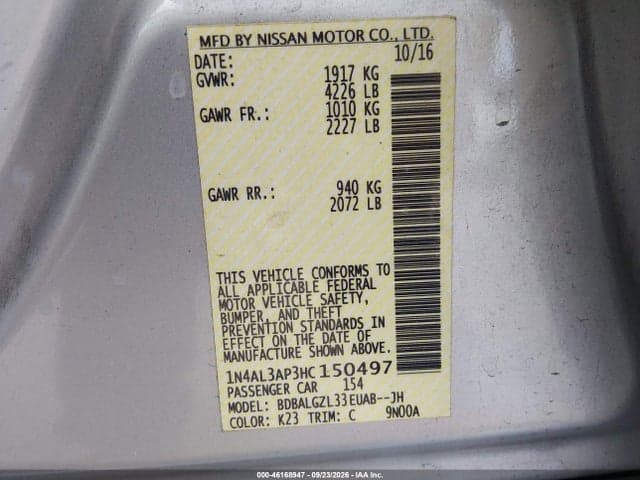 2017 NISSAN ALTIMA 2.5 S 9