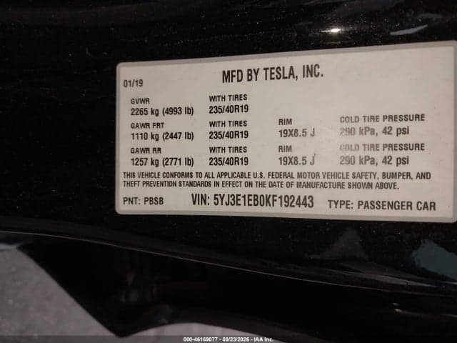 2019 TESLA MODEL 3 LONG RANGE/PERFORMANCE 9
