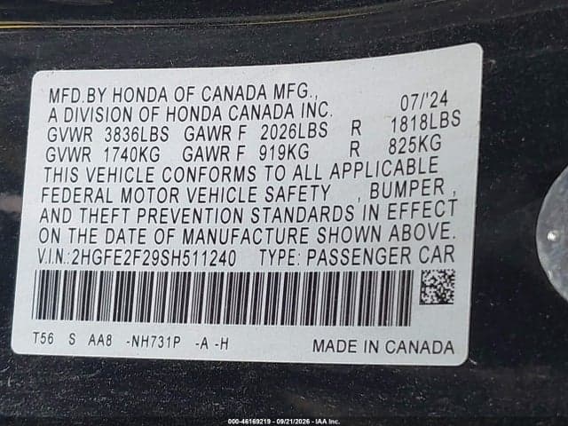 2025 HONDA CIVIC LX 9