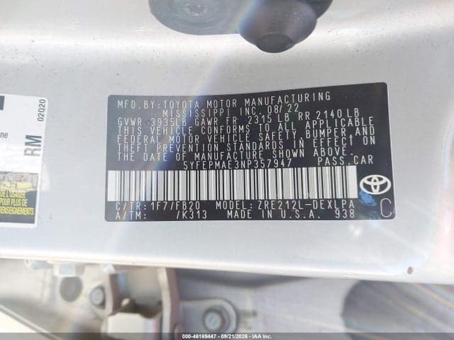2022 TOYOTA COROLLA LE 9