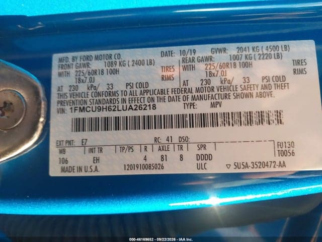 2020 FORD ESCAPE SEL 9