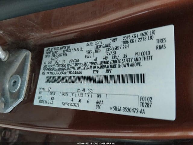 2017 FORD ESCAPE SE 9