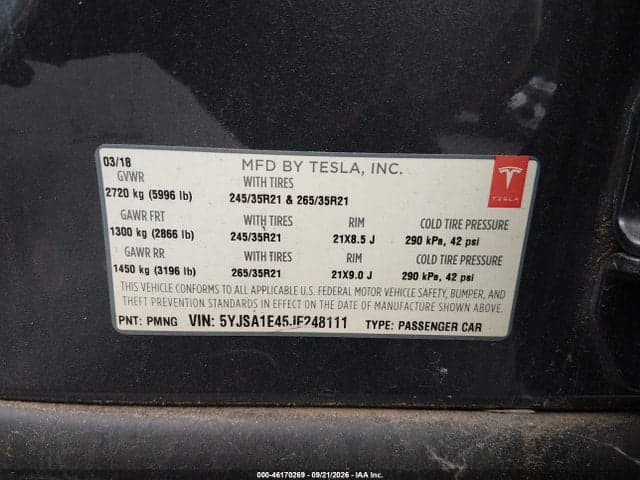 2018 TESLA MODEL S 100D/75D/P100D 9