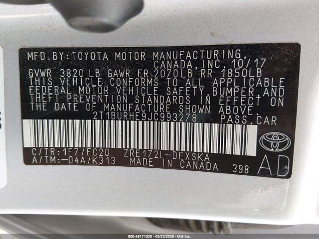 2018 TOYOTA COROLLA SE 9