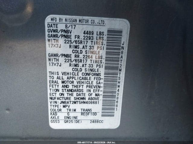 2017 NISSAN ROGUE 9