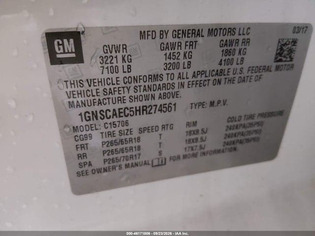 2017 CHEVROLET TAHOE LS 9