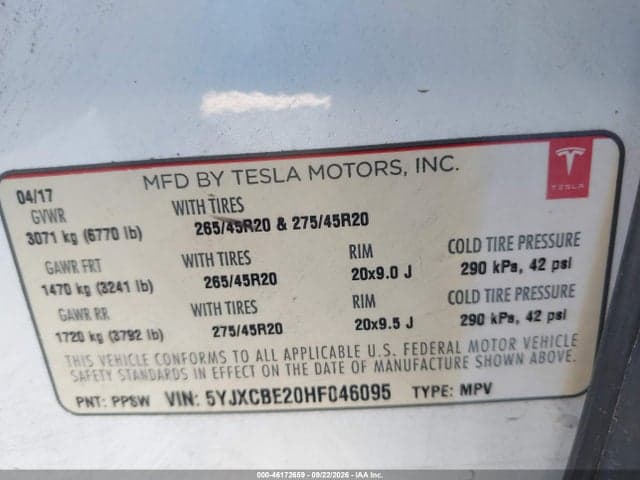 2017 TESLA MODEL X 100D/75D/90D 9