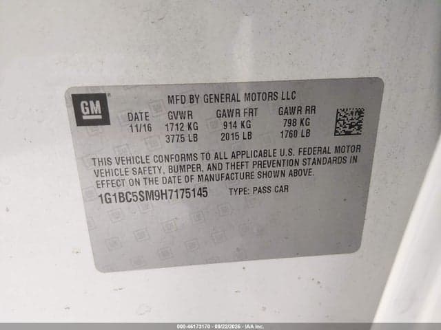 2017 CHEVROLET CRUZE LS AUTO 9