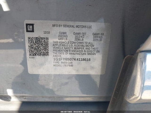 2019 CHEVROLET BOLT EV LT 9