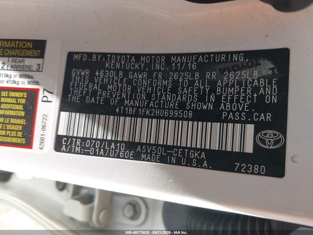 2017 TOYOTA CAMRY XLE 9