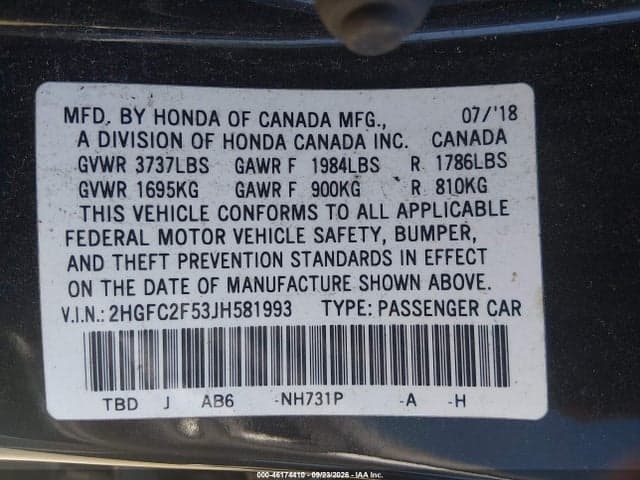 2018 HONDA CIVIC LX 9