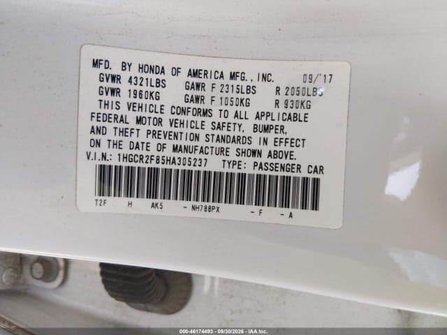 2017 HONDA ACCORD EX-L 9
