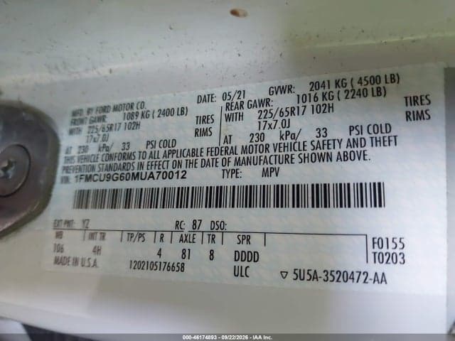 2021 FORD ESCAPE SE 9