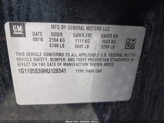 2017 CHEVROLET IMPALA 1LT 9