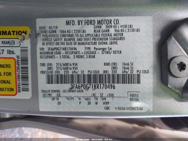2019 FORD FUSION S 9
