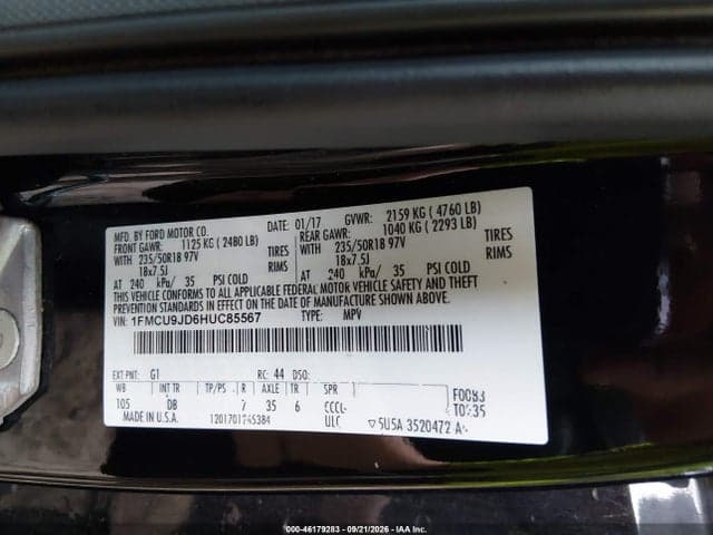 2017 FORD ESCAPE TITANIUM 9
