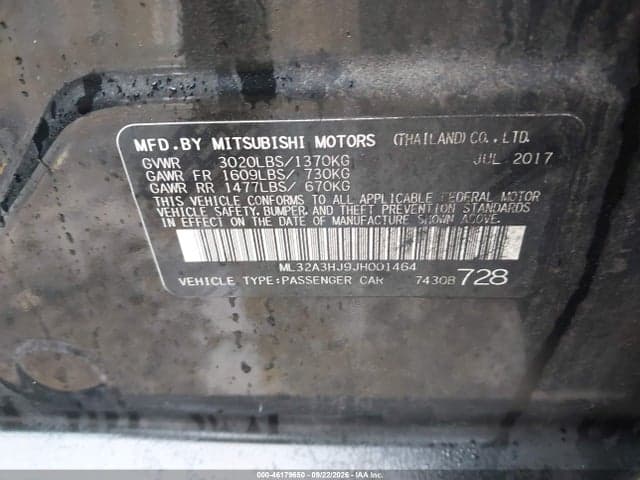 2018 MITSUBISHI MIRAGE ES 9