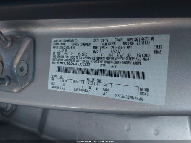 2018 FORD ESCAPE SE 9
