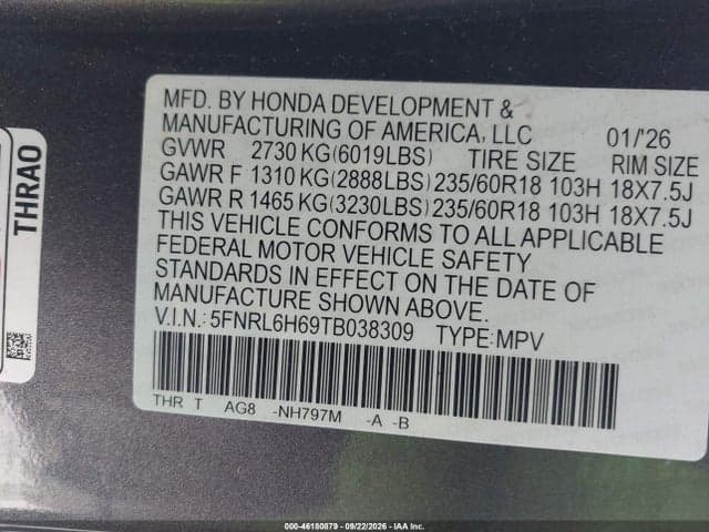 2026 HONDA ODYSSEY EX-L 9