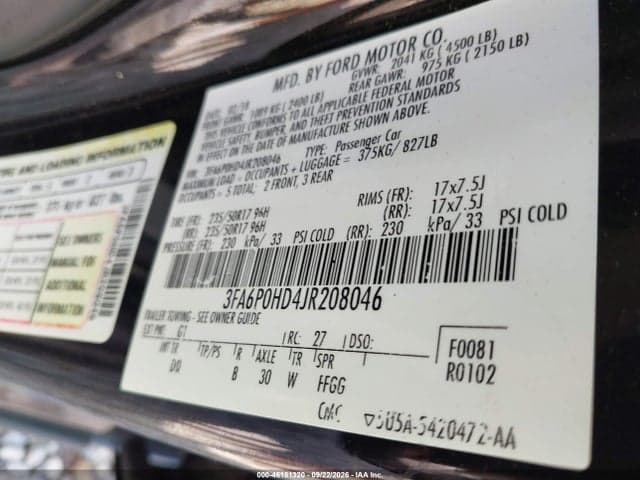 2018 FORD FUSION SE 9