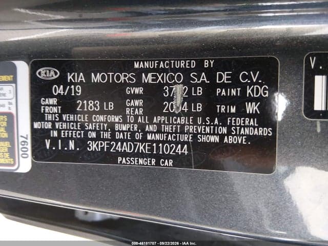 2019 KIA FORTE FE 9