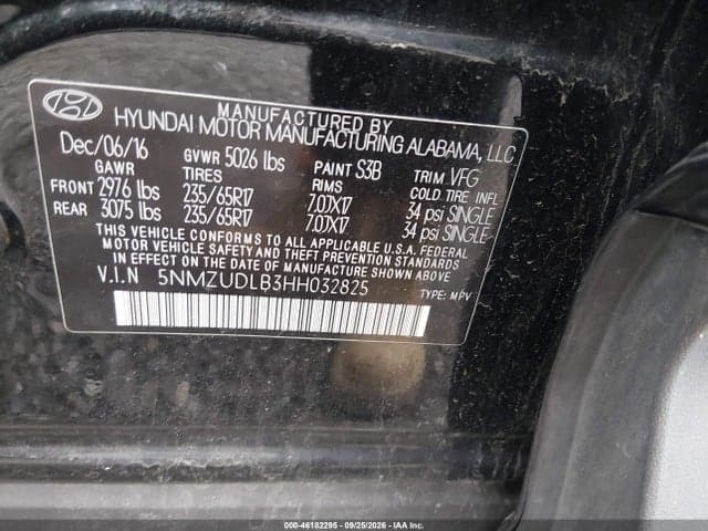 2017 HYUNDAI SANTA FE SPORT 2.4L 9