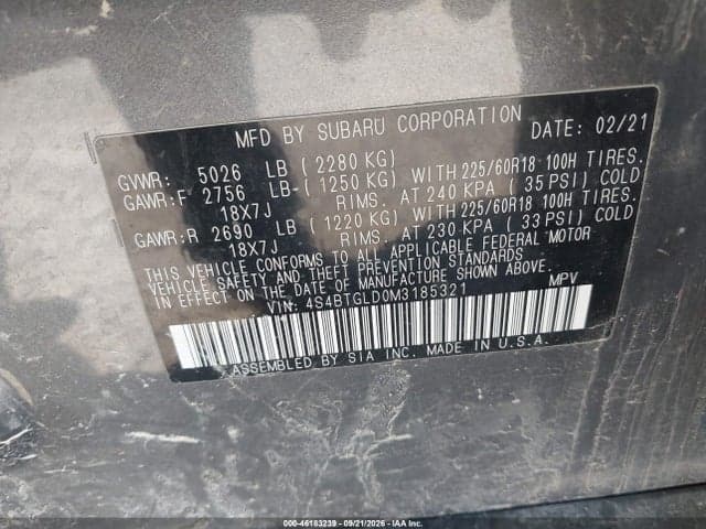 2021 SUBARU OUTBACK ONYX EDITION XT 9