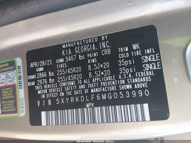 2021 KIA SORENTO SX 9