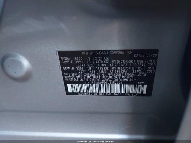 2020 SUBARU ASCENT LIMITED 9