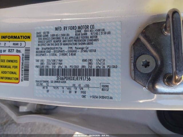 2020 FORD FUSION SE 9