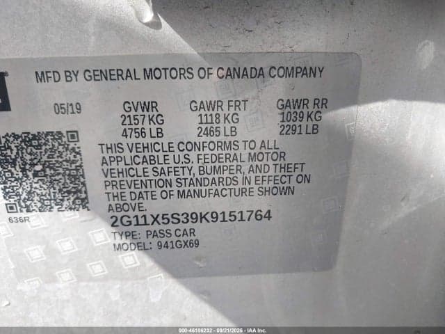 2019 CHEVROLET IMPALA LS 9