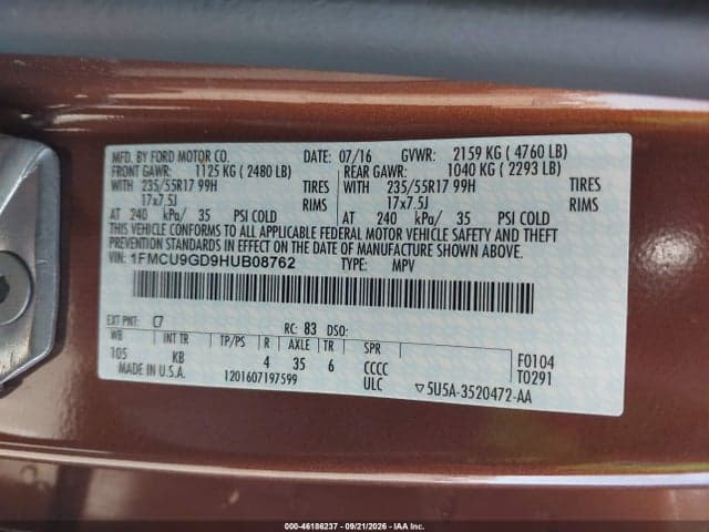2017 FORD ESCAPE SE 9