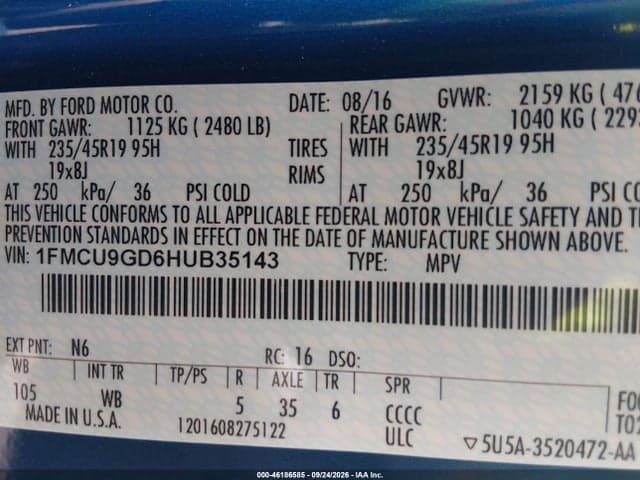 2017 FORD ESCAPE SE 9