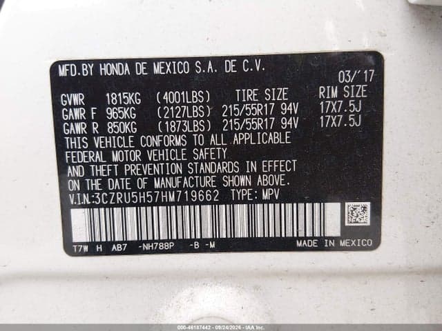 2017 HONDA HR-V EX 9