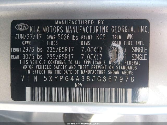 2018 KIA SORENTO 2.4L LX 9