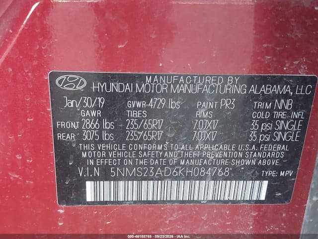 2019 HYUNDAI SANTA FE SE 9
