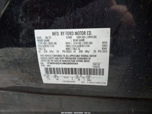2021 FORD EXPLORER XLT 9
