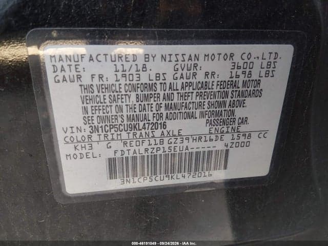 2019 NISSAN KICKS S 9