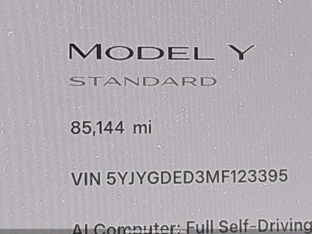2021 TESLA MODEL Y STANDARD RANGE 15