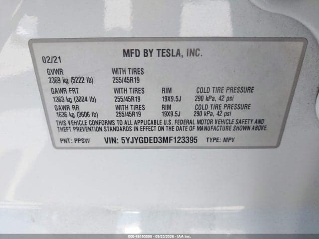 2021 TESLA MODEL Y STANDARD RANGE 9
