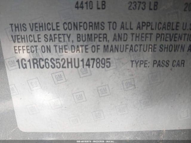 2017 CHEVROLET VOLT LT 9