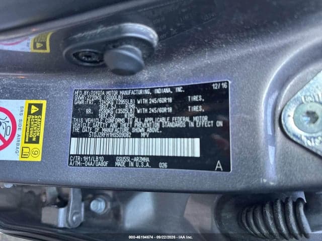 2017 TOYOTA HIGHLANDER XLE 9