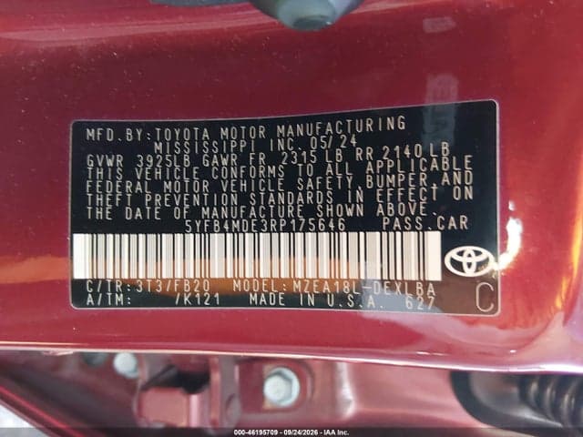 2024 TOYOTA COROLLA LE 9