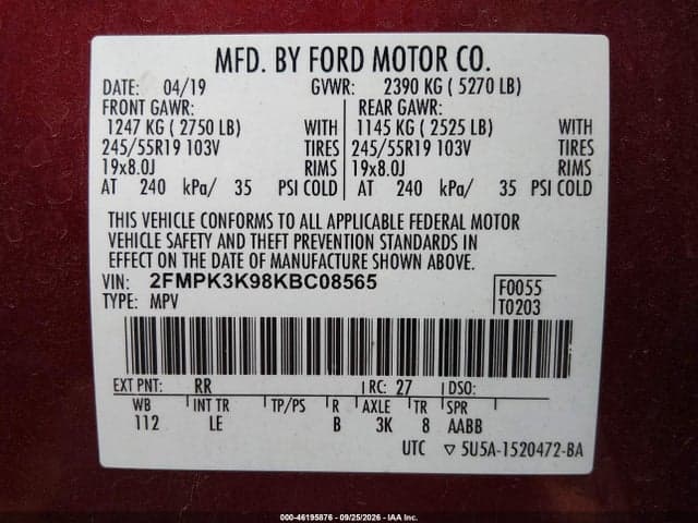 2019 FORD EDGE TITANIUM 9