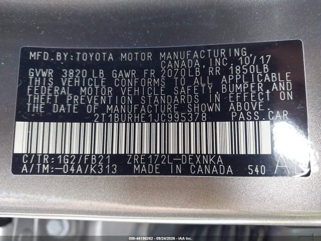 2018 TOYOTA COROLLA LE 9
